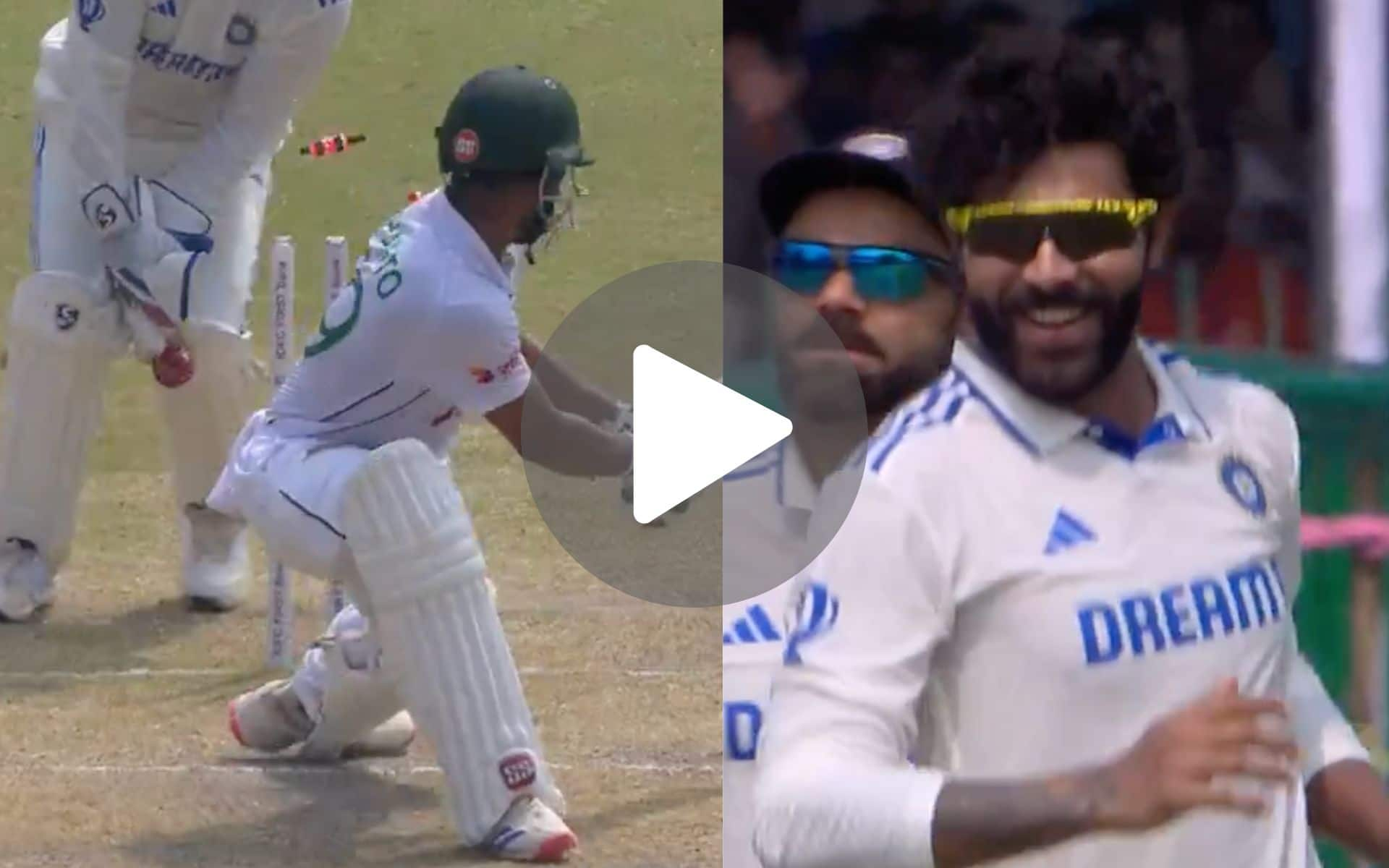 [Watch] Ravindra Jadeja Cleans Up Shanto As He Misses Over-Ambitious Reverse Sweep